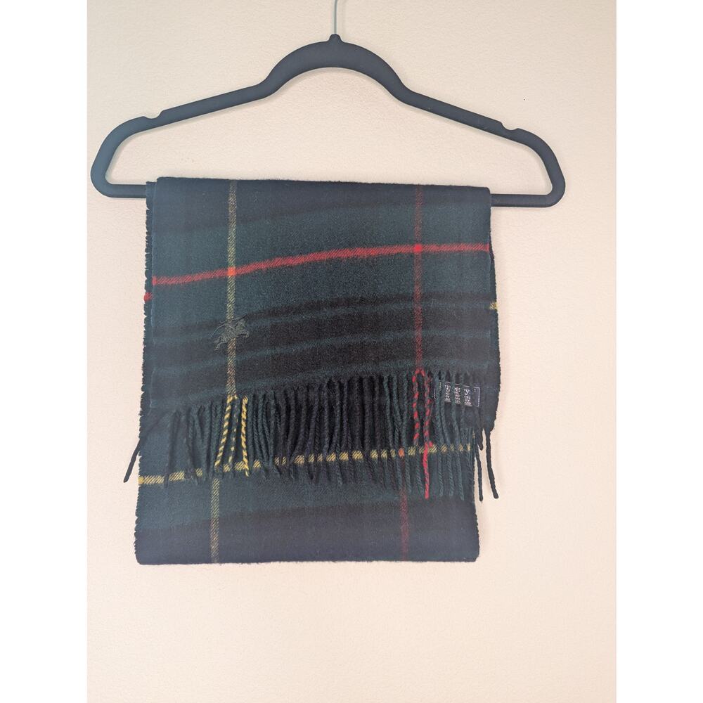 Burberry 100% Cashmere Scarf Nova Check Plaid Blue Green